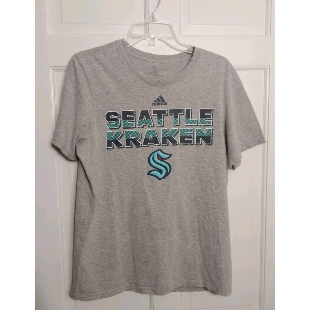 Adidas T-shirt Amplifier Hockey Seattle Kraken Gray Unisex Size M Tubular Shirt